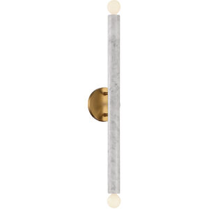 Callaway 2 Light 5 inch White Marble with Warm Brass Wall Sconce Wall Light