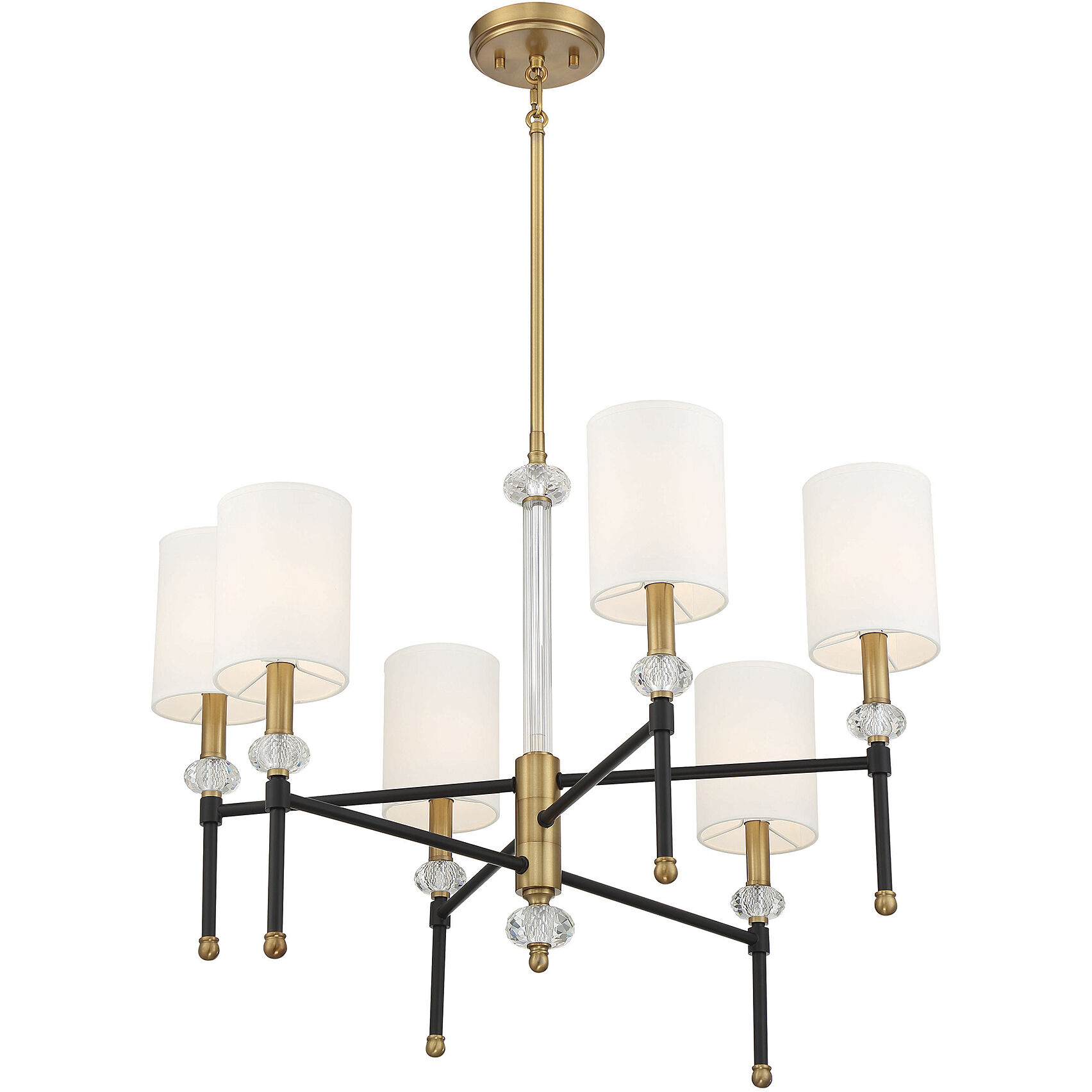Tivoli 6 Light 28 inch Black with Warm Brass Accents Chandelier Ceiling Light