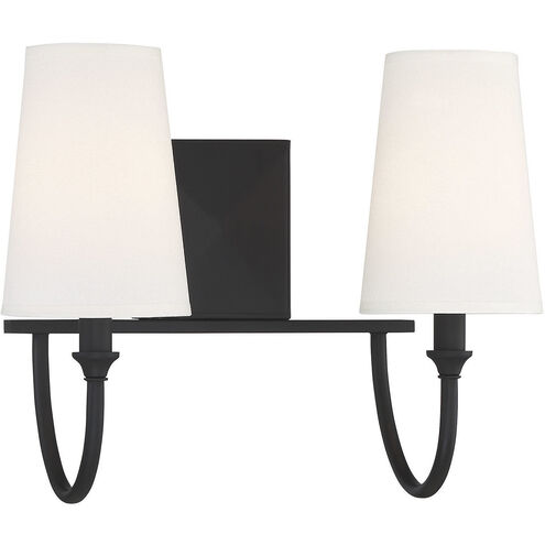 Cameron 2 Light 15 inch Matte Black Bathroom Vanity Light Wall Light, Essentials