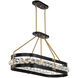 Edina 6 Light 42 inch Black with Warm Brass Accents Linear Chandelier Ceiling Light, Oval