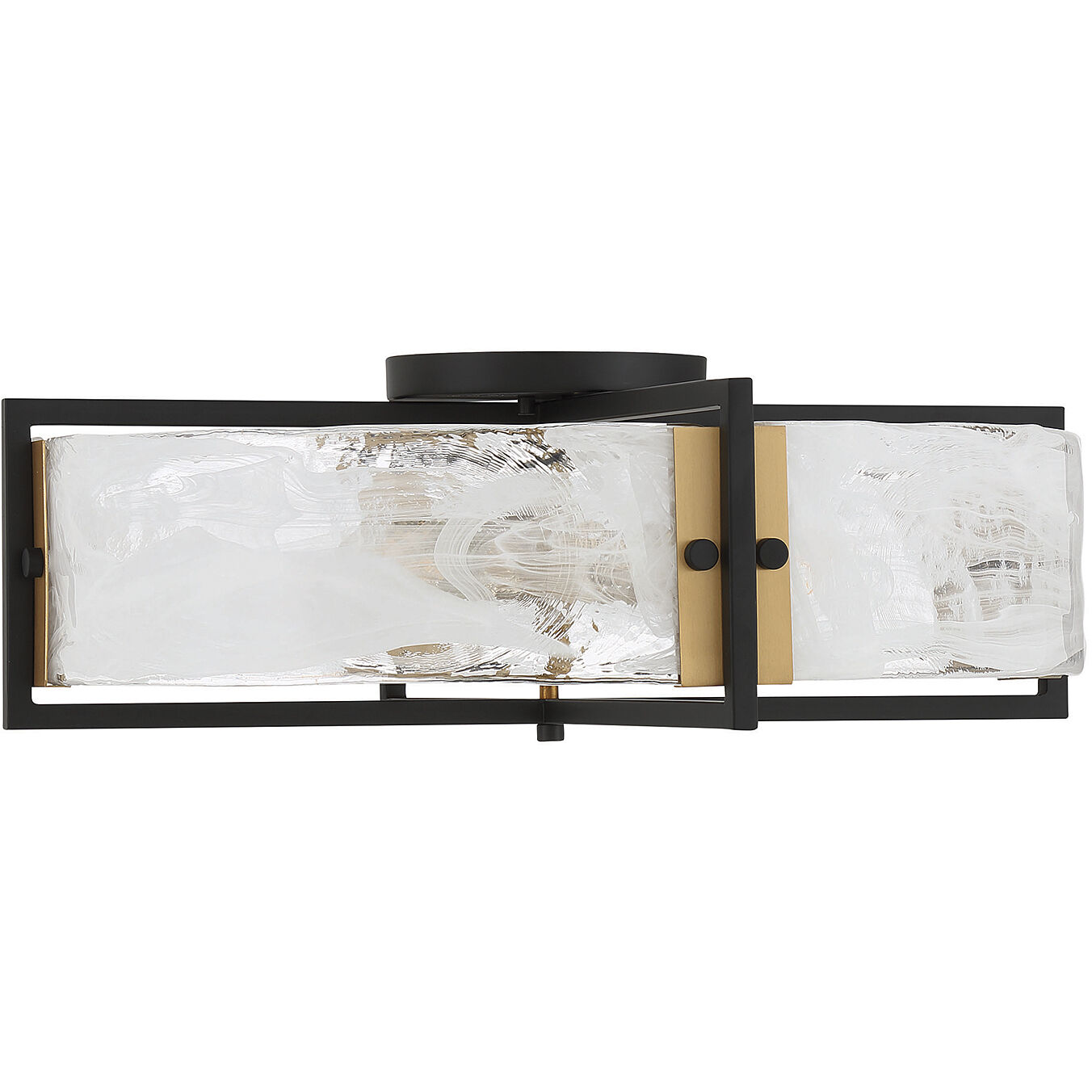 Hayward 4 Light 24 inch Black with Warm Brass Accents Semi-Flush Ceiling Light