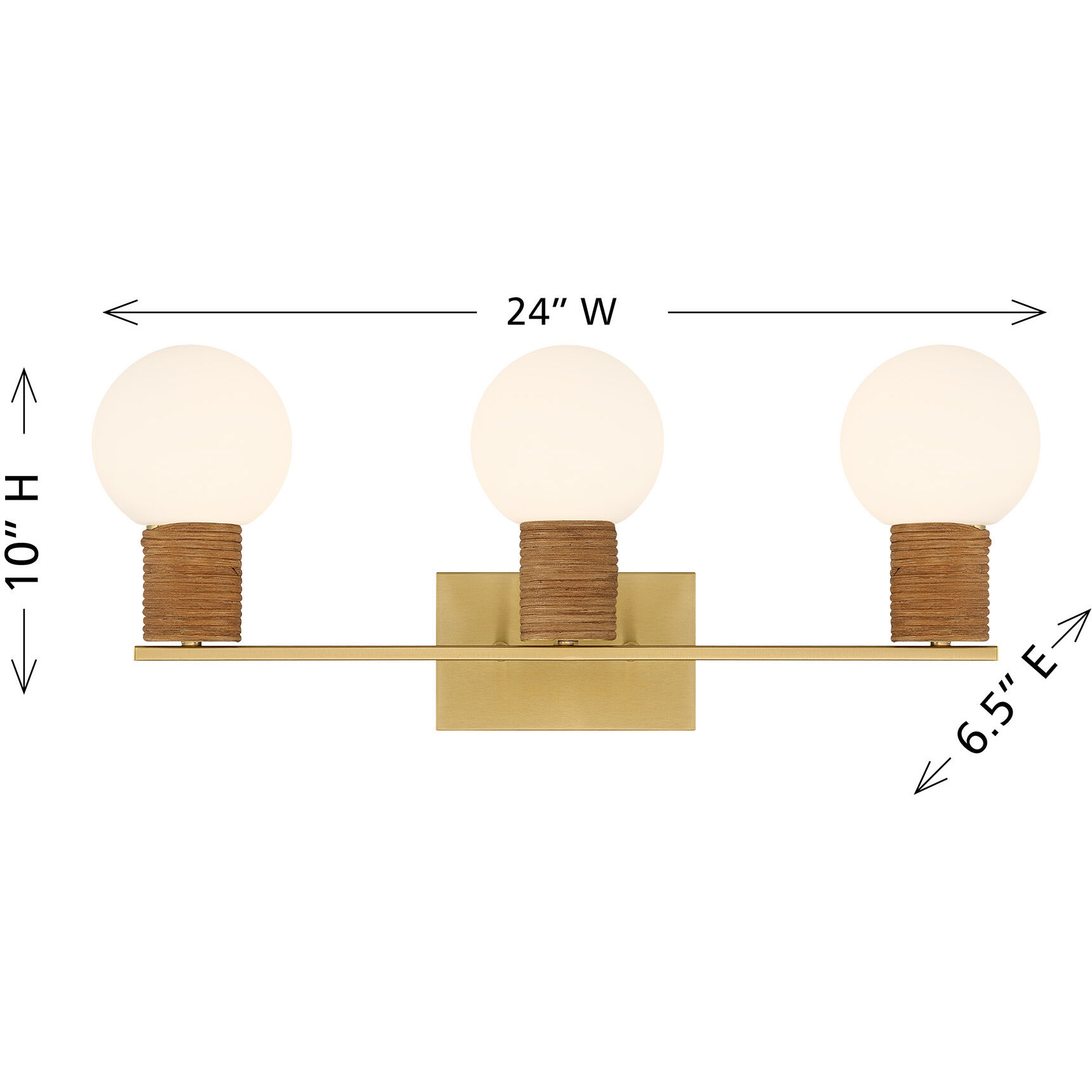Jarrell 3 Light 24 inch Warm Brass Bathroom Vanity Light Wall Light