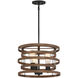 Blaine 3 Light 14 inch Natural Walnut with Black Accents Covertible SemiFlush Ceiling Light
