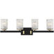 Keene 4 Light 31 inch Matte Black with Warm Brass Accents Bathroom Vanity Light Wall Light, Lighting One