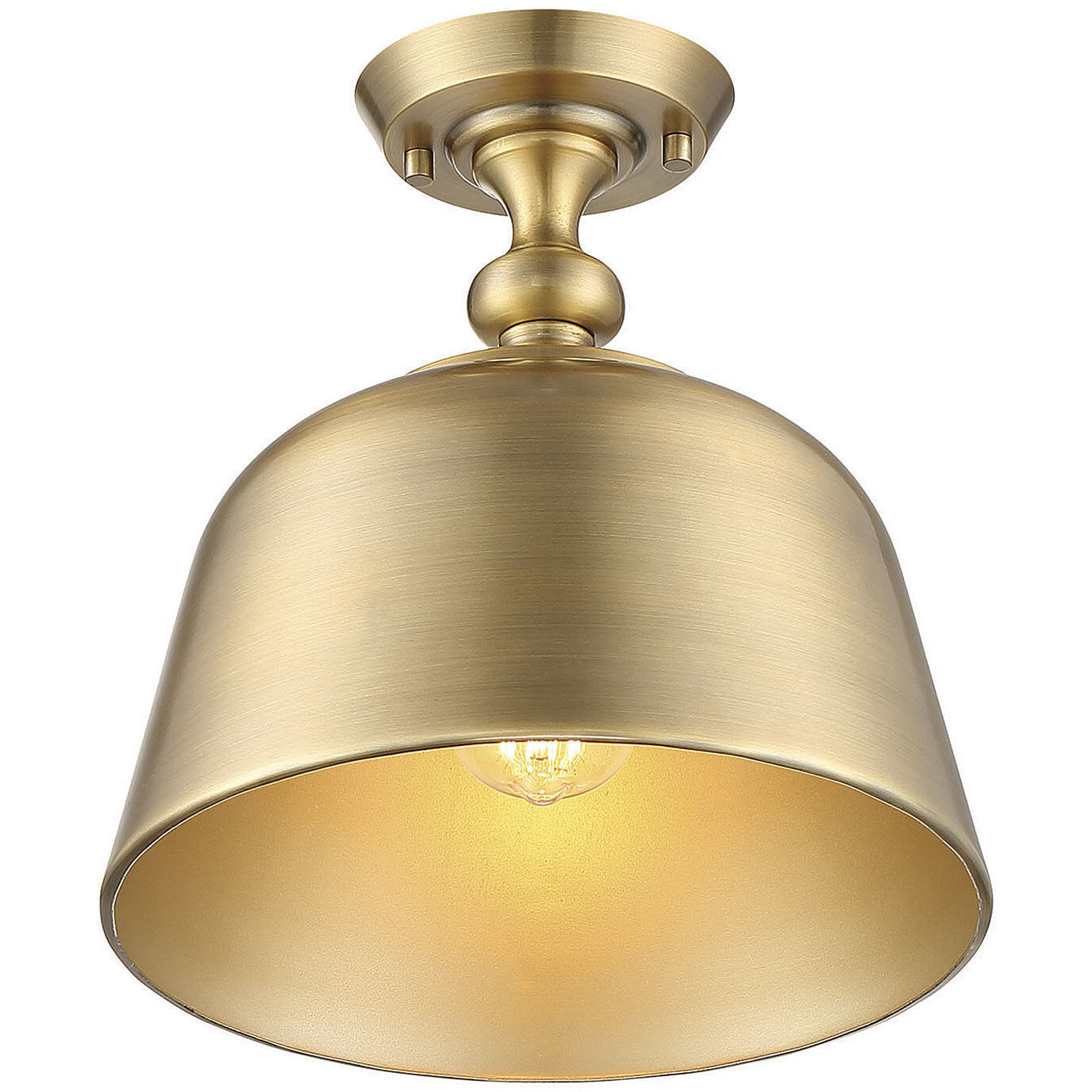 Savoy House 6 3750 1 322 Berg 1 Light 12 inch Warm Brass Semi Flush Ceiling Light Essentials