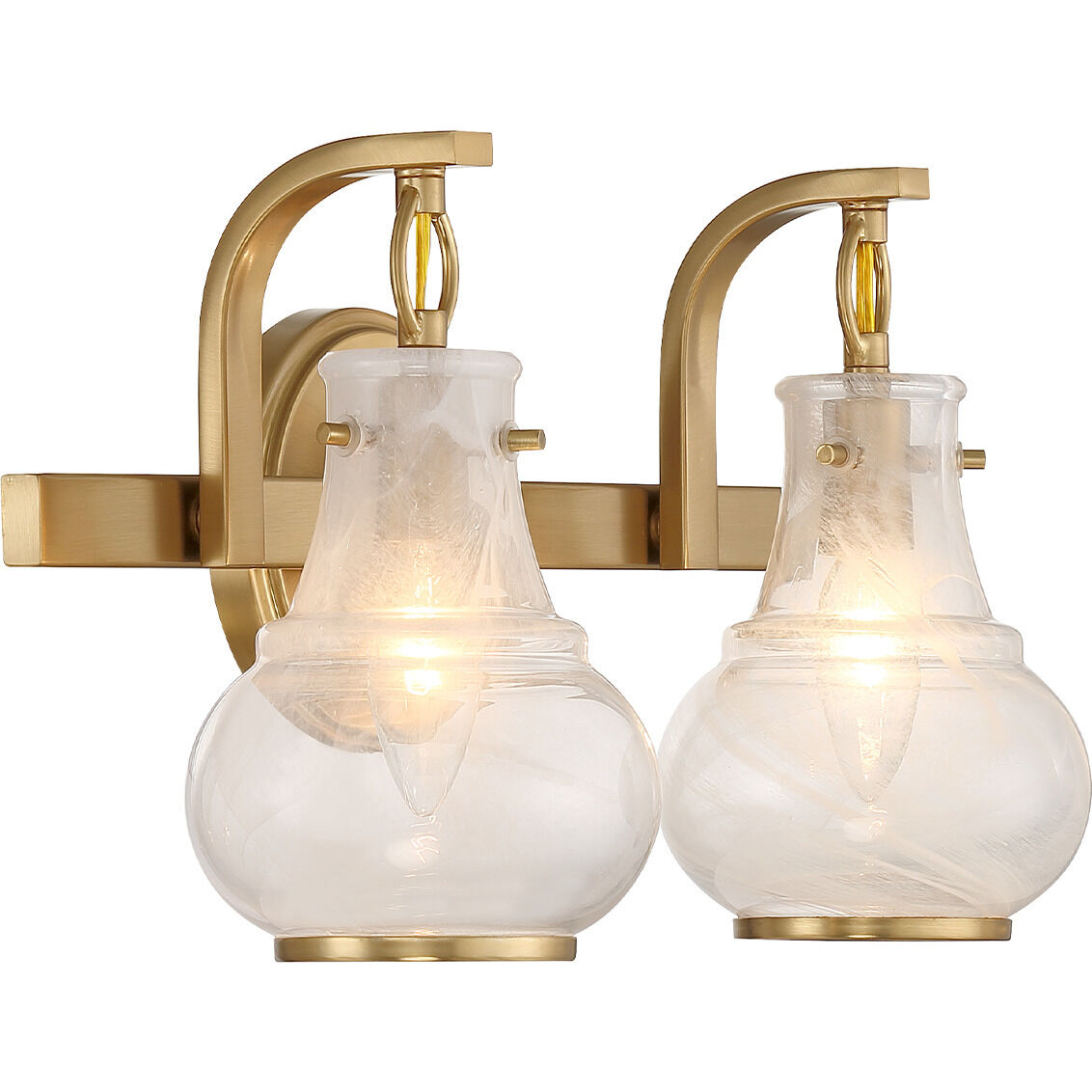 Adams 2 Light 15.5 inch Warm Brass Bathroom Vanity Light Wall Light