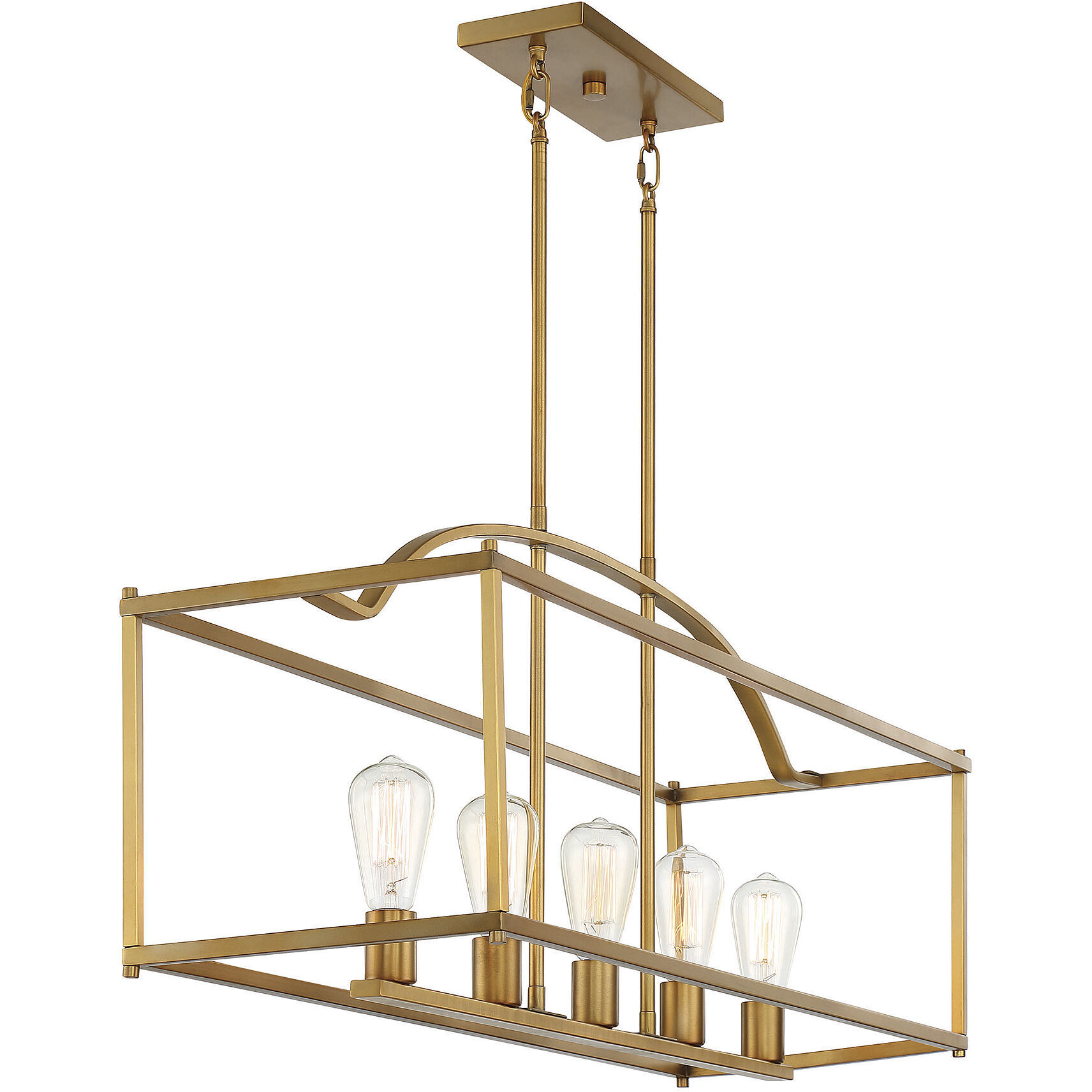 Palladian 5 Light 38 inch Warm Brass Linear Chandelier Ceiling Light, Essentials