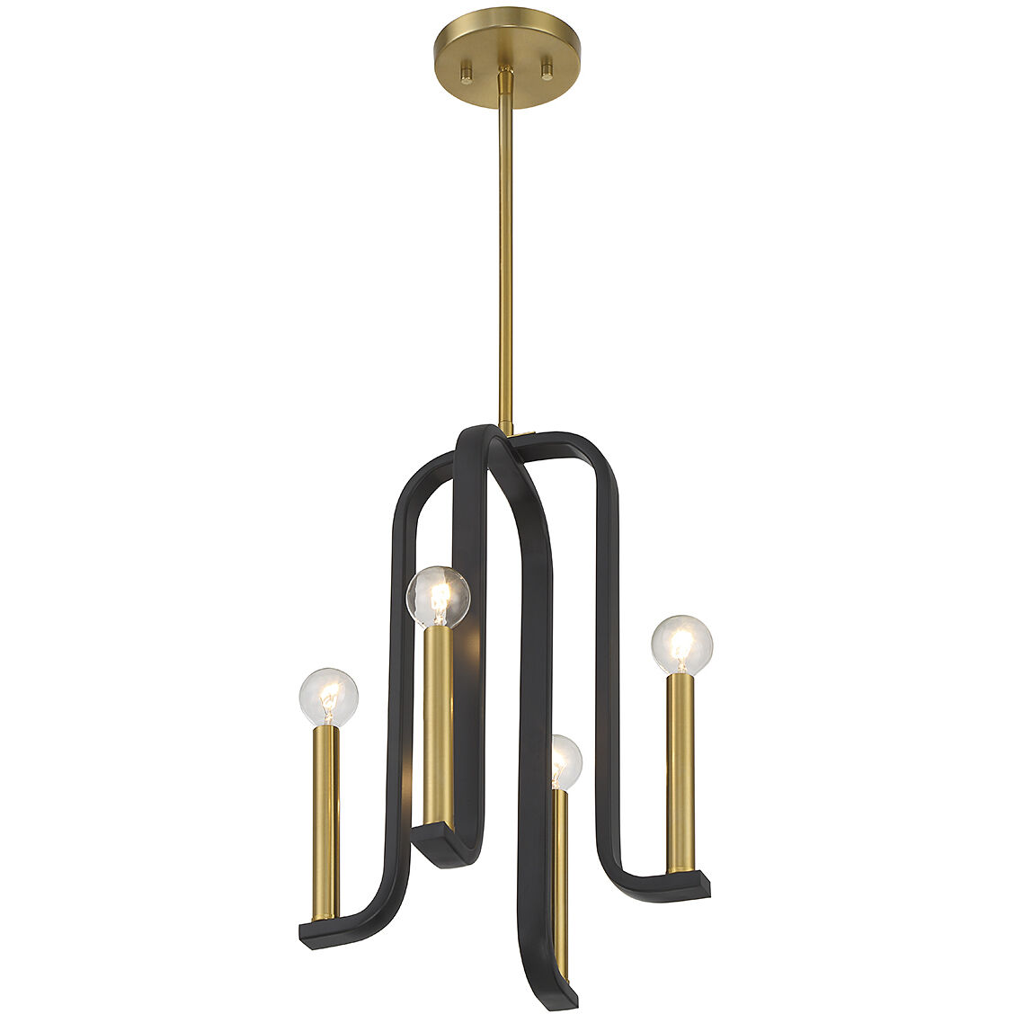 Archway 4 Light 14 inch Black with Warm Brass Accents Pendant Ceiling Light