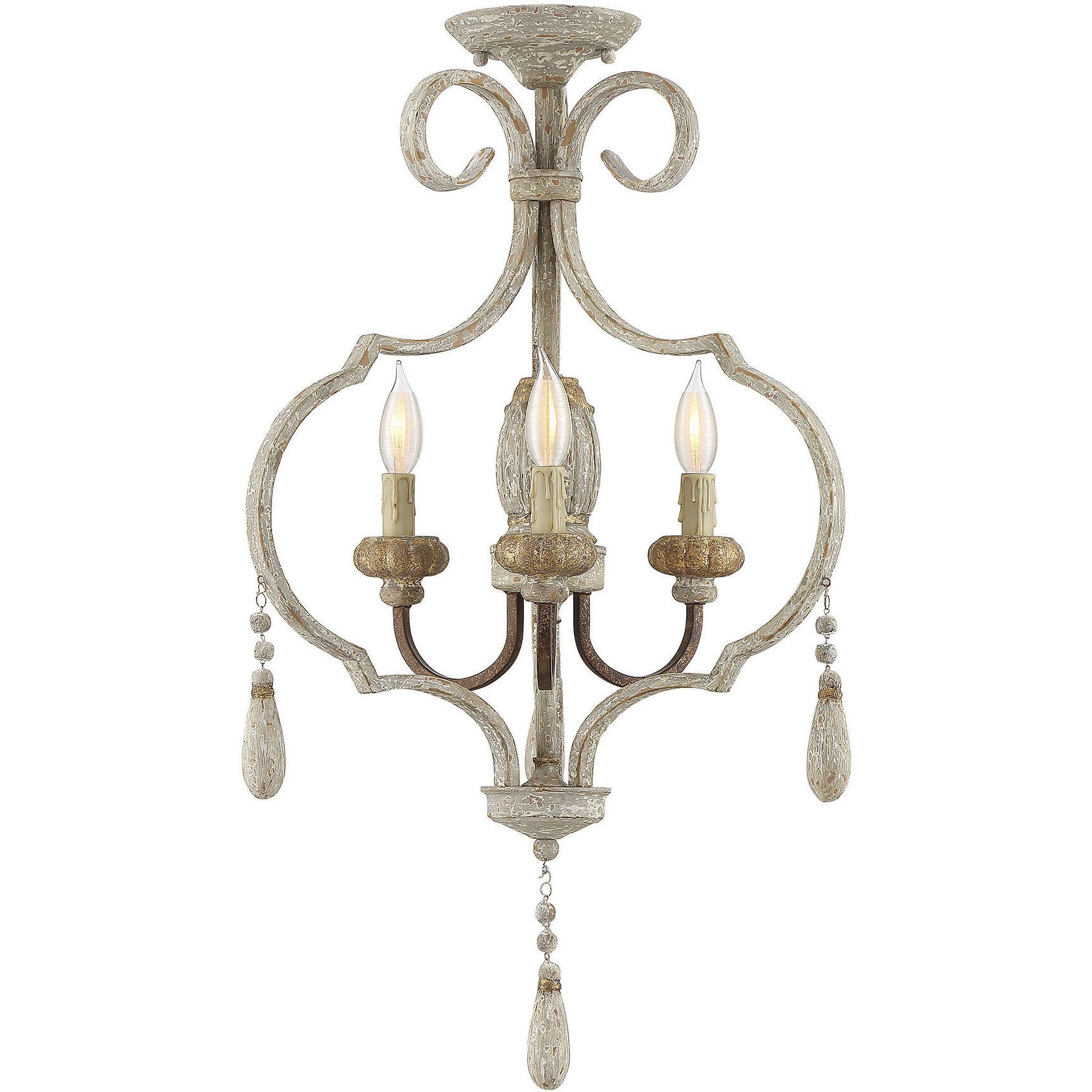 Dauphin 3 Light 18.75 inch Avignon Convertible Semi-Flush or Pendant Ceiling Light