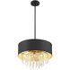 Sparkler 4 Light 18 inch Black with Gold Leaf Semi-Flush Ceiling Light, Convertible