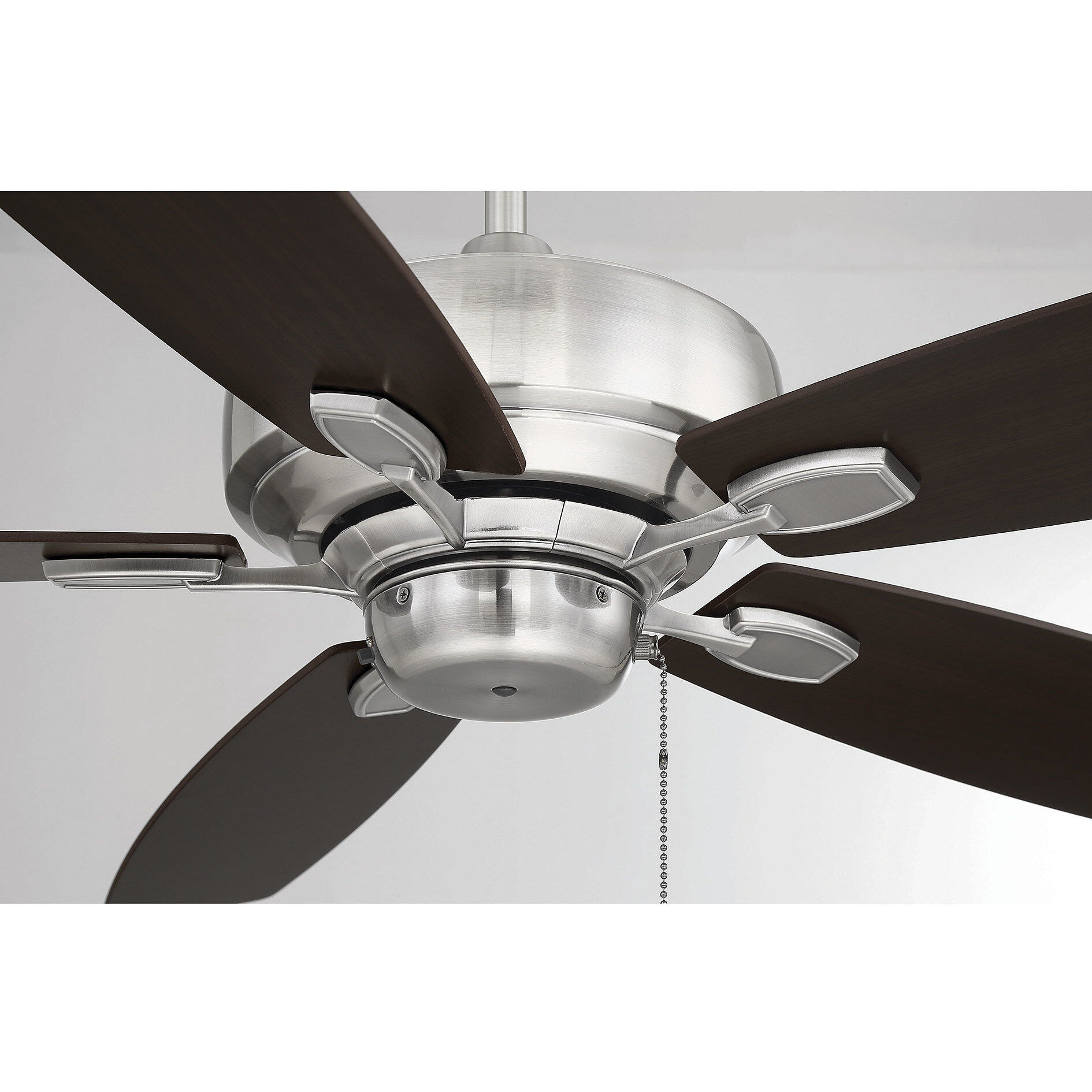Wind Star 52 inch Brushed Pewter with Chestnut and Grey Wood Blades Ceiling Fan