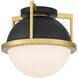 Carlysle 1 Light 15 inch Black with Warm Brass Accents Flush Mount Ceiling Light