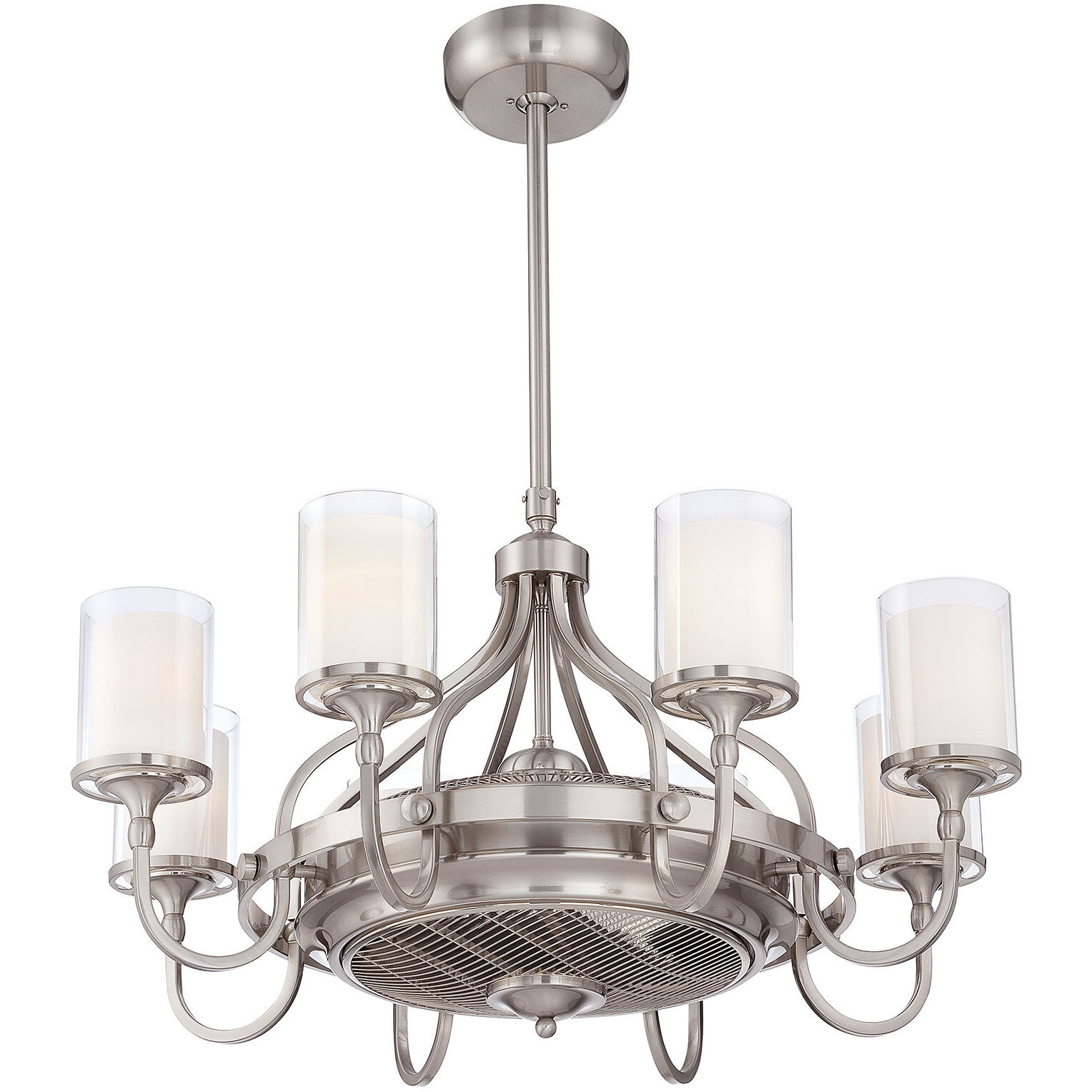 Etesian 14 inch Satin Nickel with Silver Blades Fan D'Lier, Air-Ionizing