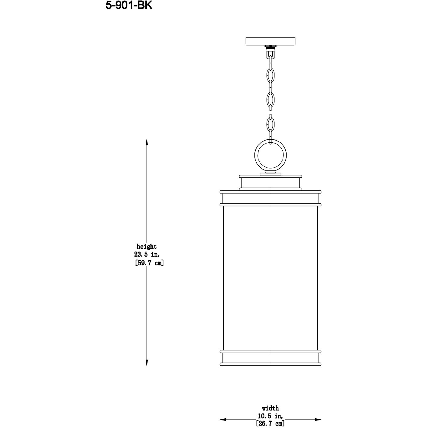 Englewood 3 Light 10.5 inch Black Outdoor Hanging Lantern