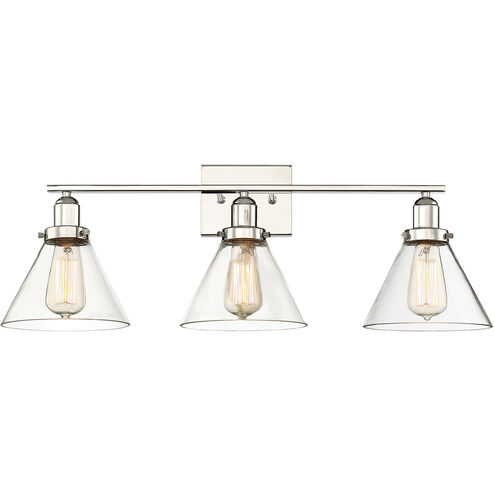 Drake 3 Light 28.5 inch Polished Nickel Bathroom Vanity Light Wall Light, Essentials