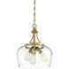 Octave 3 Light 15 inch Warm Brass Pendant Ceiling Light, Essentials