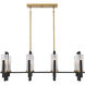 Midland 8 Light 40 inch Matte Black with Warm Brass Accents Linear Chandelier Ceiling Light