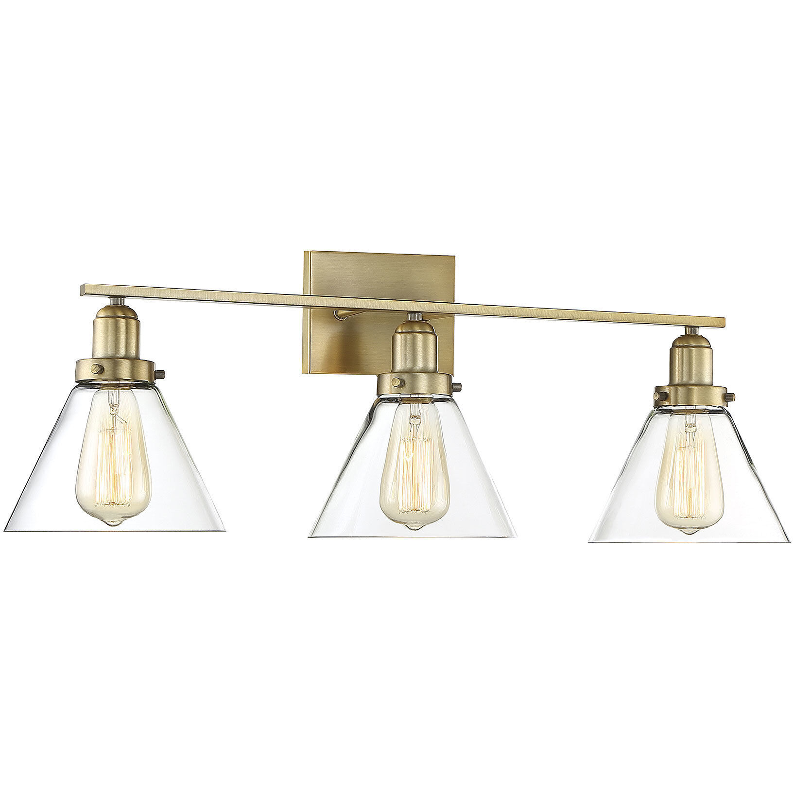 Drake 3 Light 28.5 inch Warm Brass Bathroom Vanity Light Wall Light, Essentials