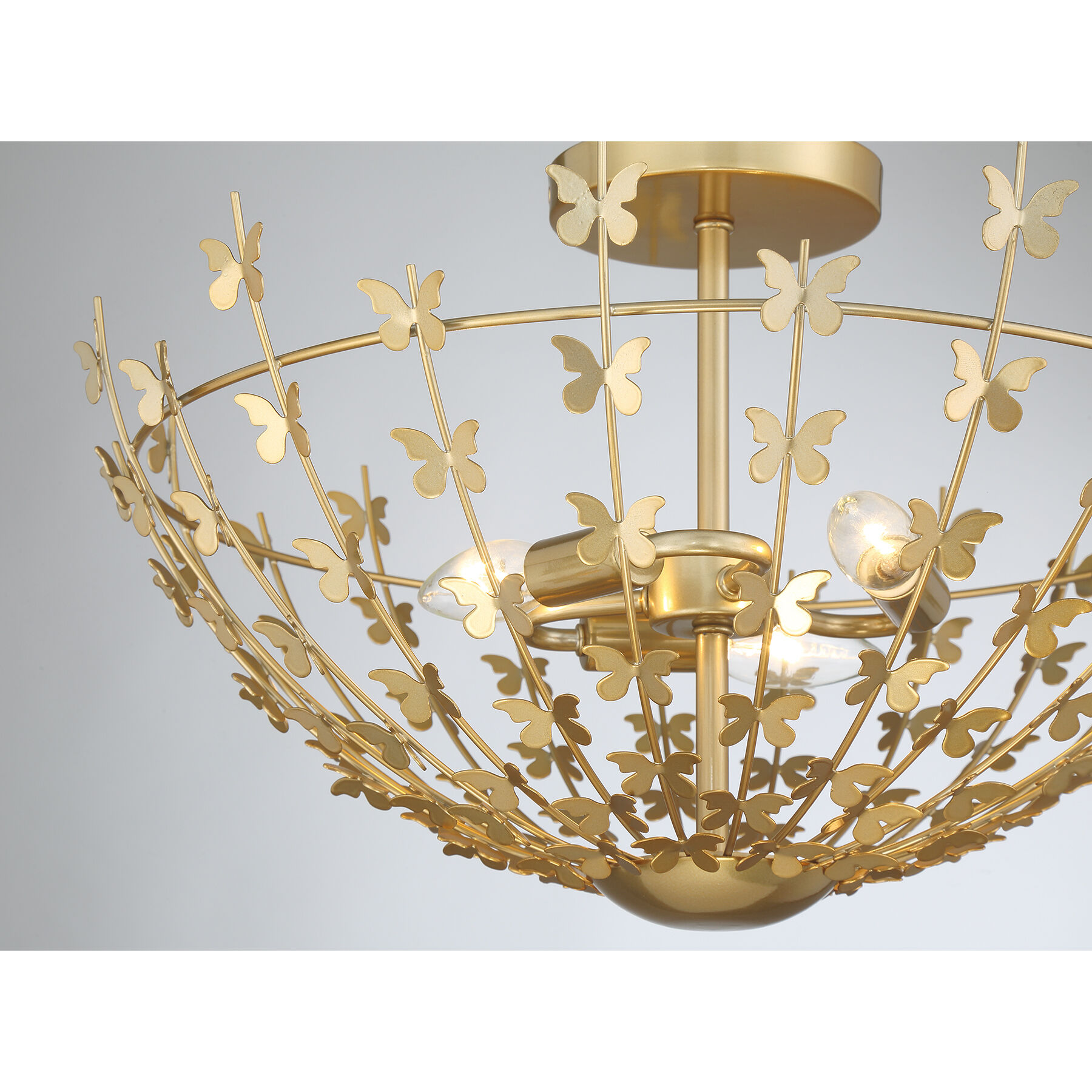 Birch 3 Light 20 inch Burnished Brass Semi-Flush Ceiling Light