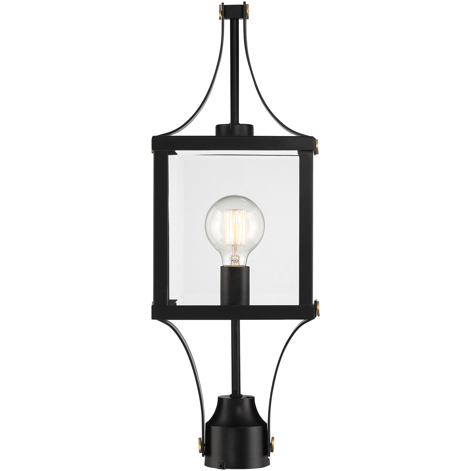 Raeburn 1 Light 23.5 inch Matte Black with Burnished Brass Accents Outdoor Post Lantern