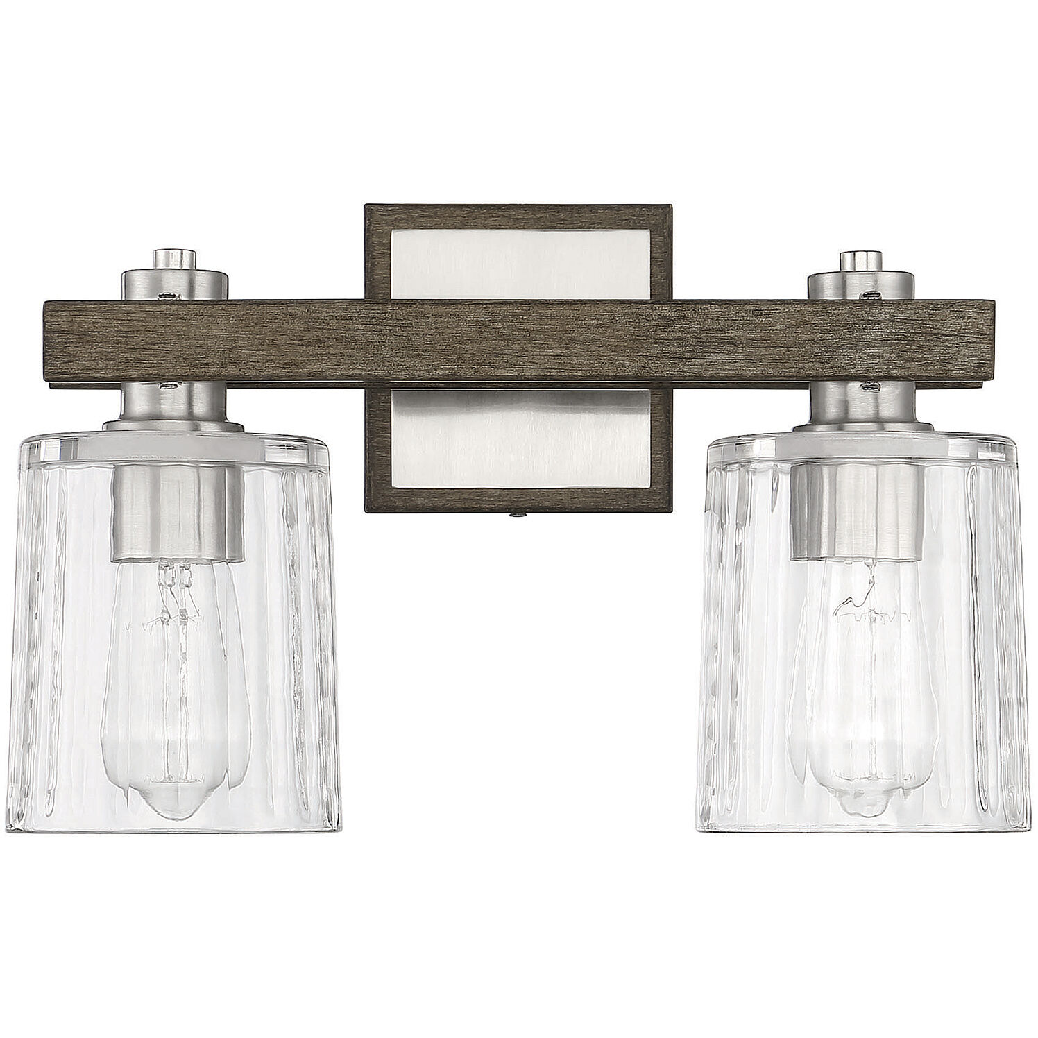 Halifax 2 Light 15 inch Satin Nickel with Gray Wood Bathroom Vanity Light Wall Light in Satin Nickel/Gray Wood