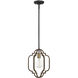 Westwood 1 Light 10 inch Barrelwood / Brass Accents Mini Pendant Ceiling Light