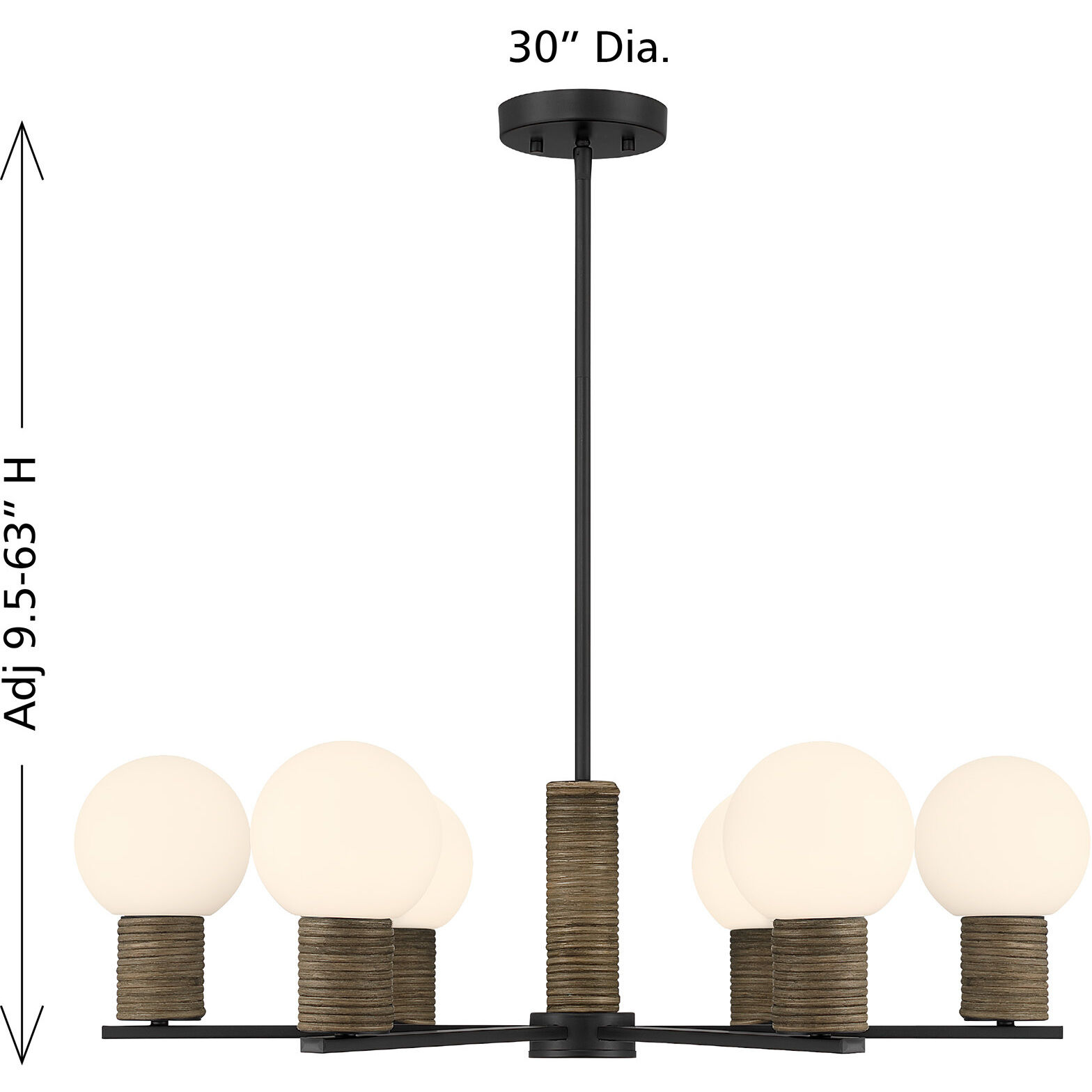 Jarrell 6 Light 30 inch Matte Black Chandelier Ceiling Light
