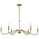 Jasmine 6 Light 42 inch Warm Brass Chandelier Ceiling Light, Lighting One
