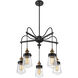 Macauley 5 Light 26 inch Vintage Black with Warm Brass Chandelier Ceiling Light