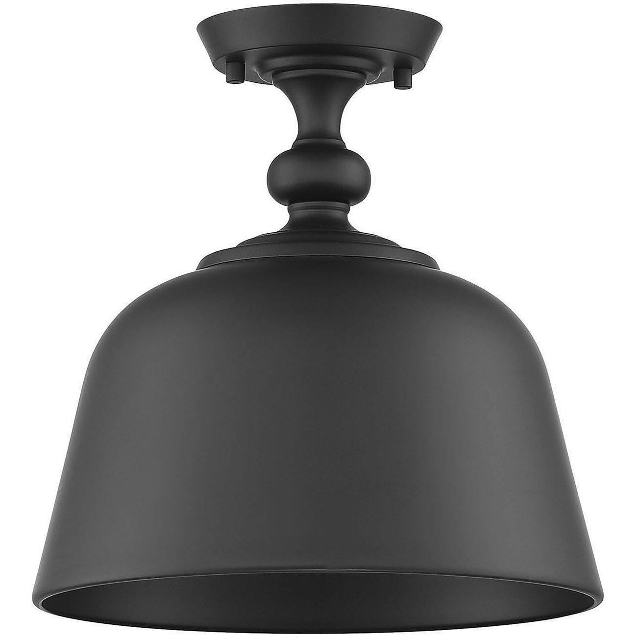 Berg 1 Light 12 inch Matte Black Semi-Flush Ceiling Light, Essentials