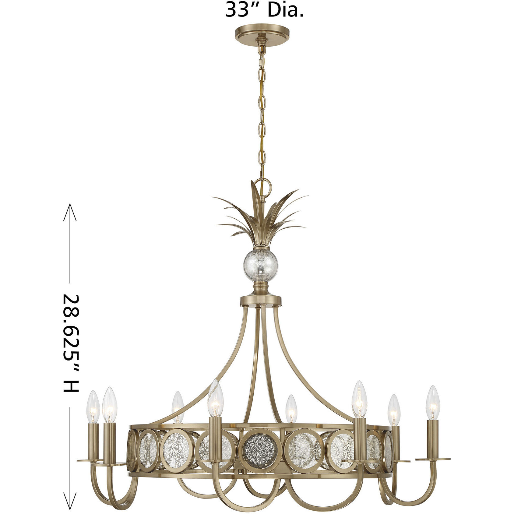 Hearst 8 Light 33 inch Noble Brass Chandelier Ceiling Light