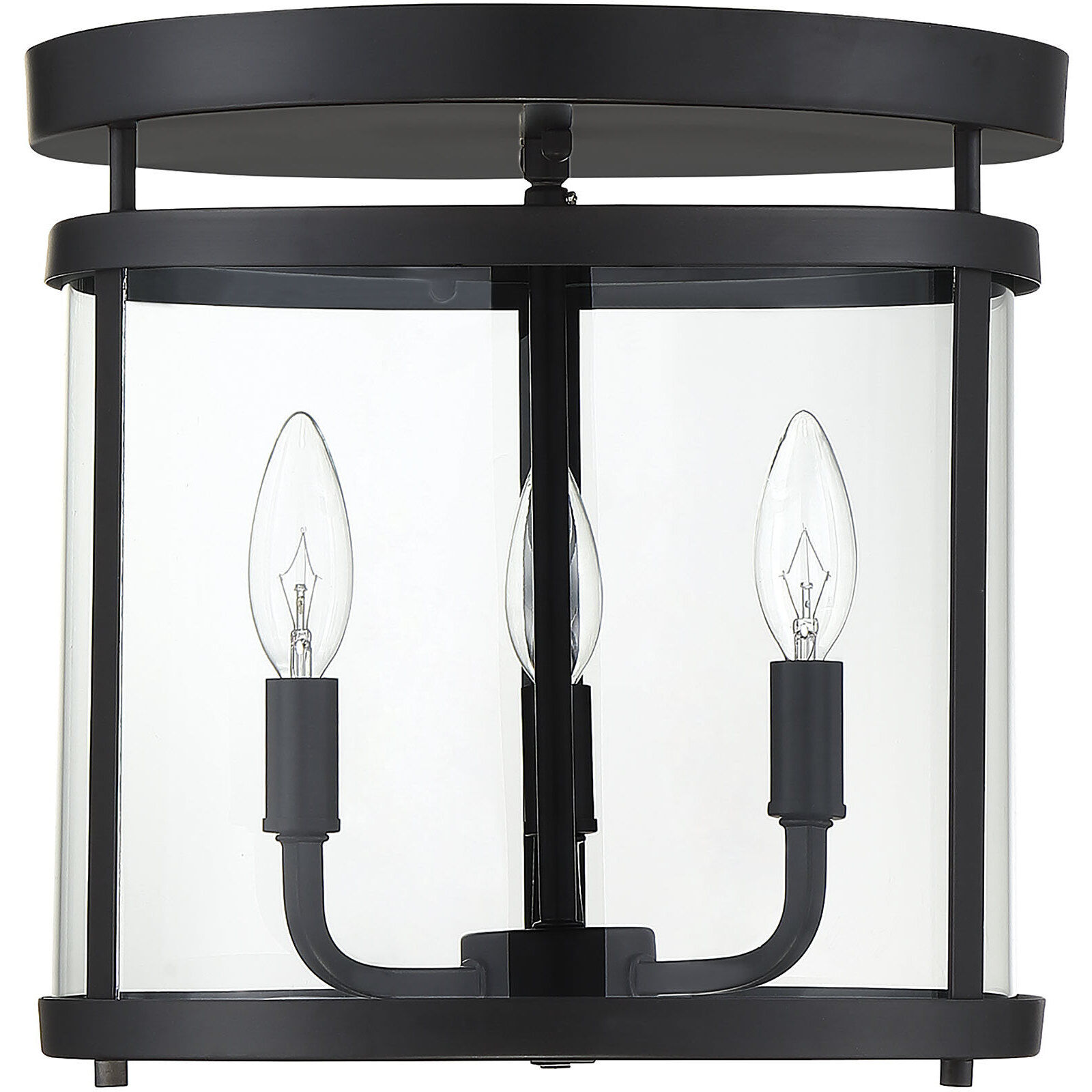 Penrose 3 Light 12.5 inch Black Semi-Flush Ceiling Light, Essentials