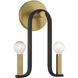 Archway 2 Light 9 inch Black with Warm Brass Accents ADA Wall Sconce Wall Light