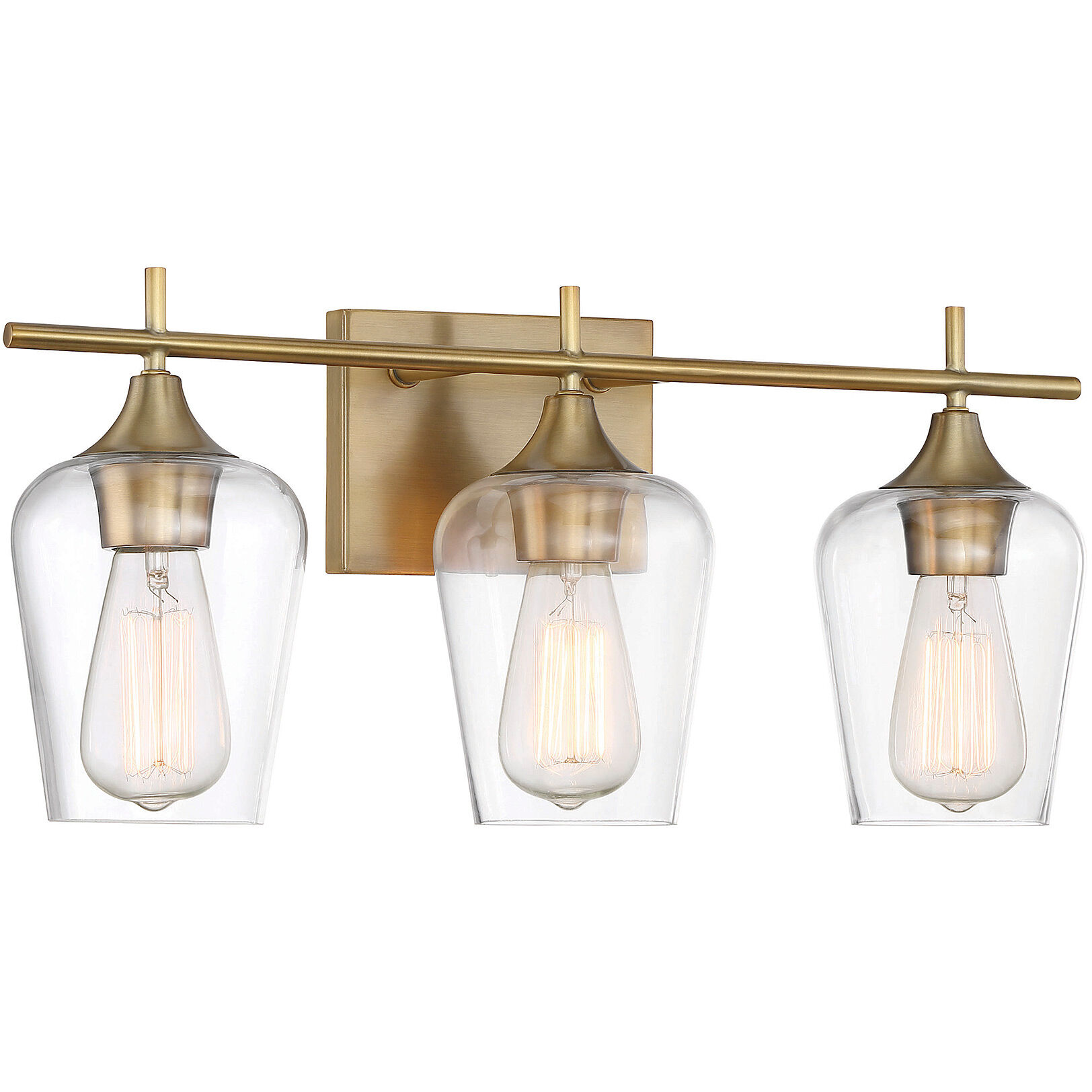 Octave 3 Light 21 inch Warm Brass Bathroom Vanity Light Wall Light, Essentials