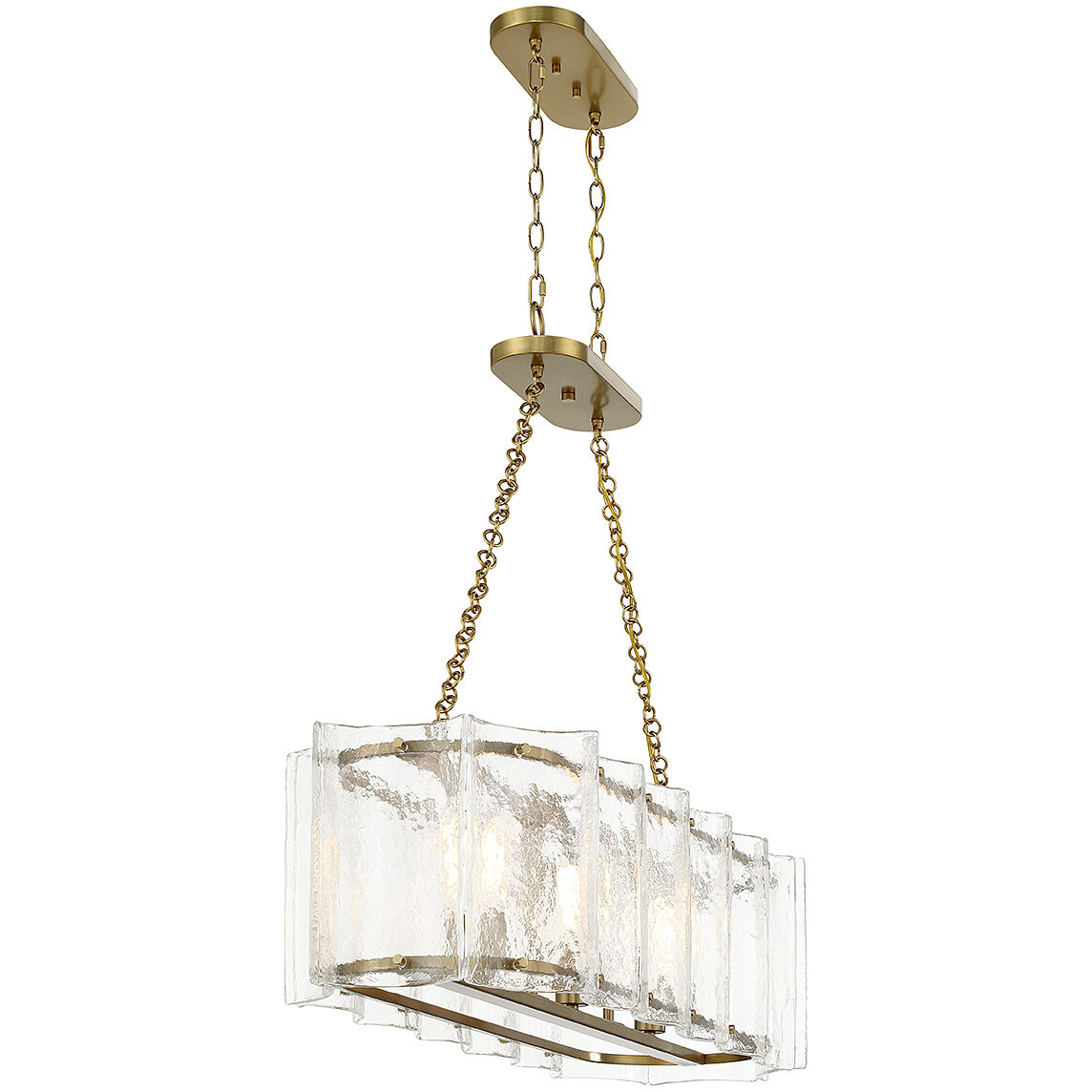 Genry 3 Light 41 inch Warm Brass Linear Chandelier Ceiling Light