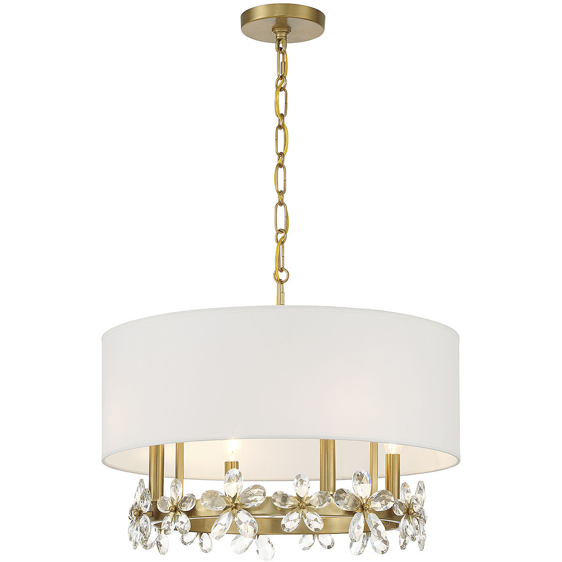Dahlia 4 Light 21 inch Warm Brass Pendant Ceiling Light