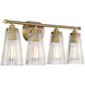 Chantilly 4 Light 30.5 inch Warm Brass Bathroom Vanity Light Wall Light, Essentials
