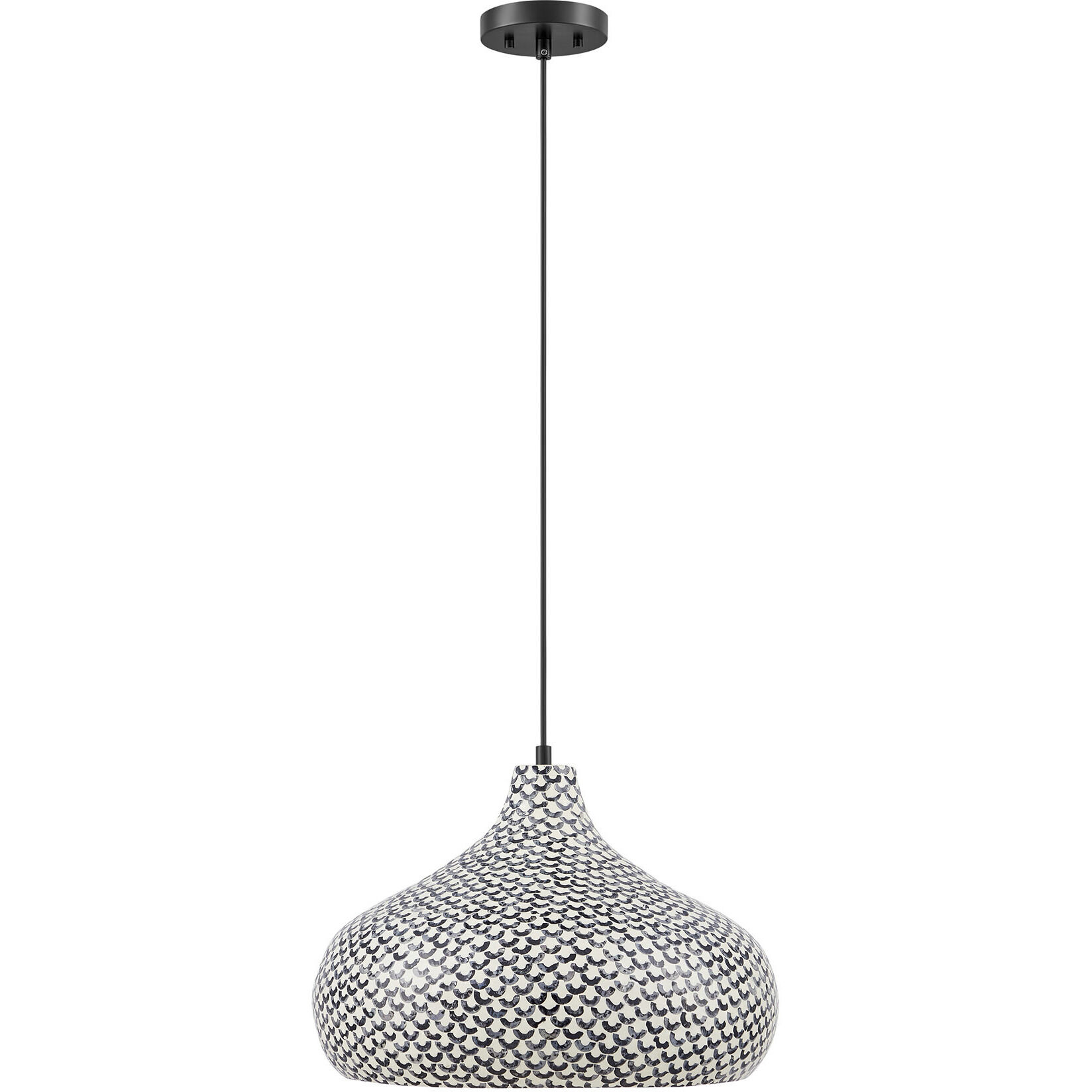 Jade 1 Light 18 inch Black and White Shell Pendant Ceiling Light