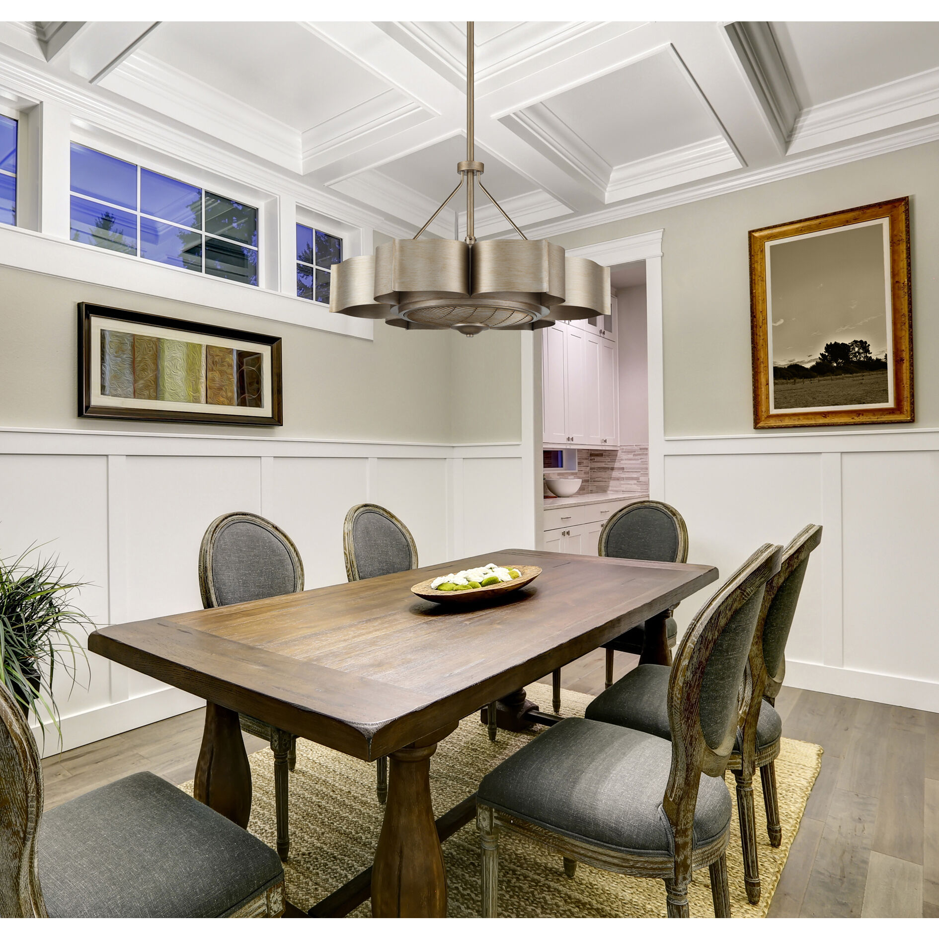 Stockholm 12 inch Silver Patina with Silver Blades Fan D'Lier