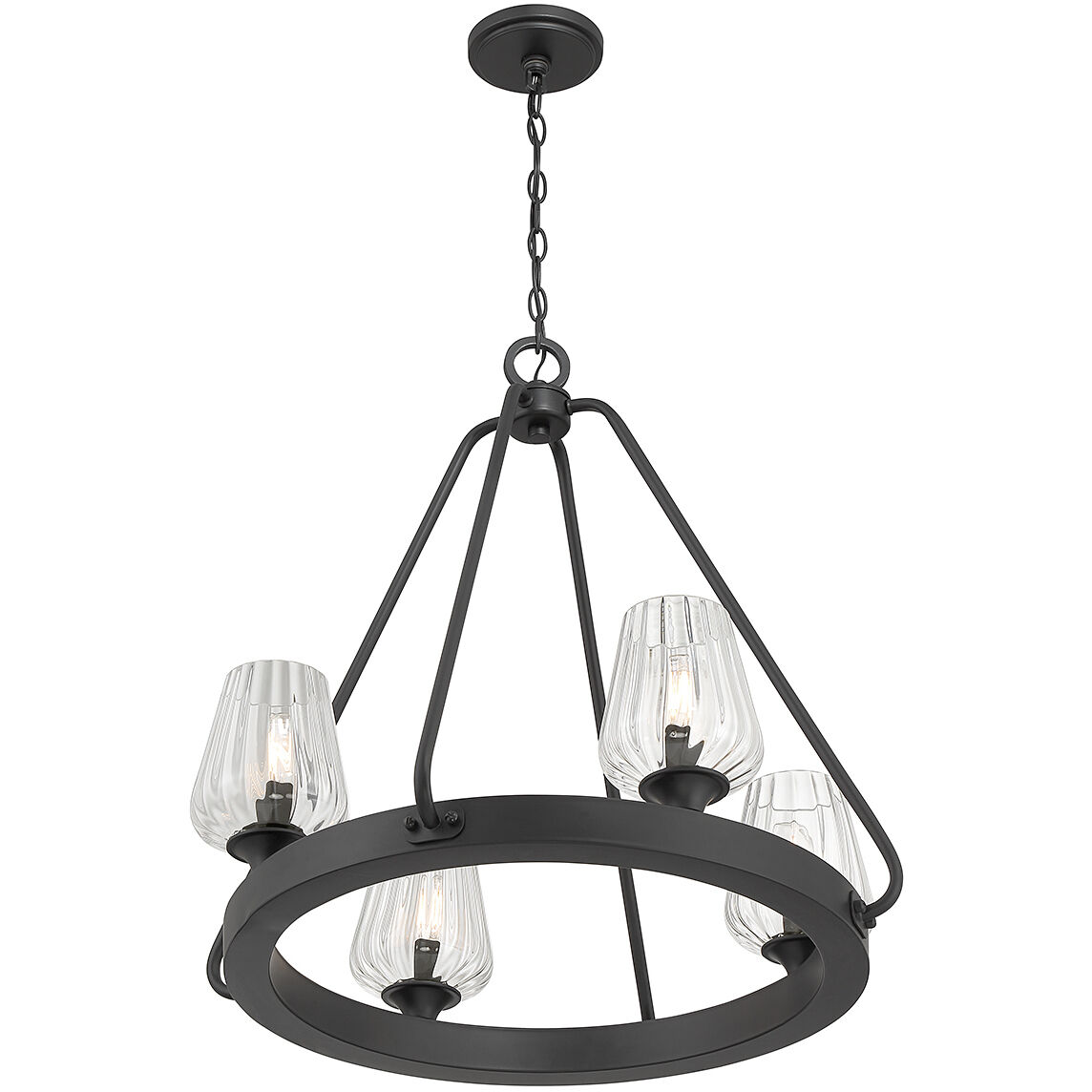Carlton 4 Light 24 inch Matte Black Chandelier Ceiling Light, Essentials