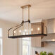Sheffield Linear Chandelier Ceiling Light in Black with Warm Brass