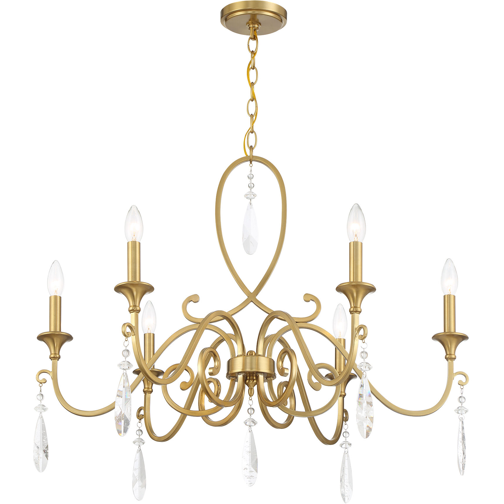Fairchild 6 Light 31 inch Warm Brass Chandelier Ceiling Light