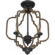 Westwood 3 Light 14 inch Barrelwood with Brass Accents Semi-Flush Ceiling Light