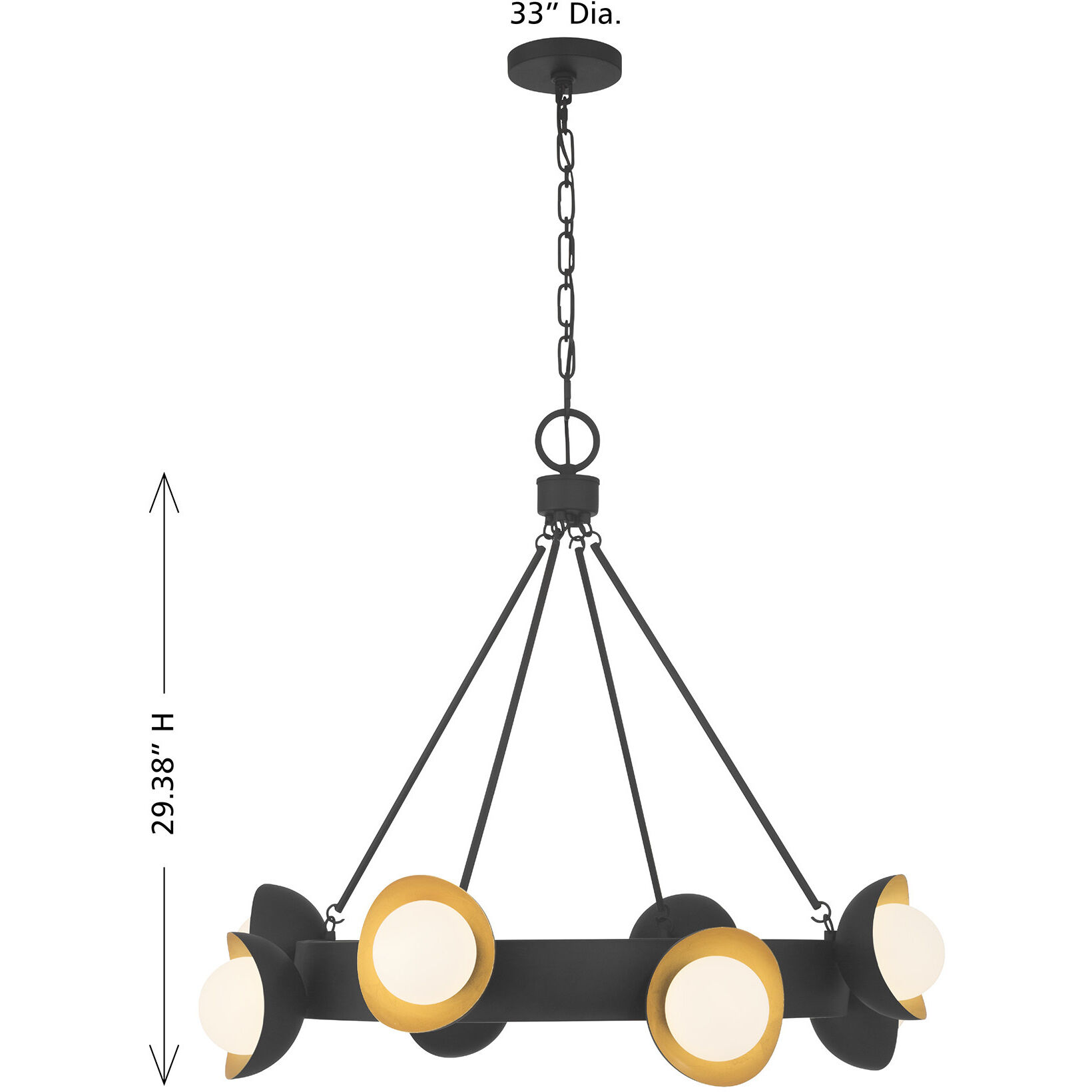 Pierson LED 33 inch Black Cashmere and True Gold Chandelier Ceiling Light
