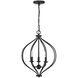 Orchid 3 Light 16 inch Matte Black Pendant Ceiling Light, Lighting One
