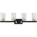 Keene 4 Light 31 inch Matte Black with Warm Brass Accents Bathroom Vanity Light Wall Light, Lighting One
