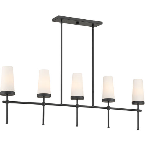 Haynes 5 Light 48 inch Matte Black Linear Chandelier Ceiling Light, Essentials