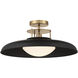 Gavin 1 Light 20 inch Black with Warm Brass Accents Semi-Flush Ceiling Light