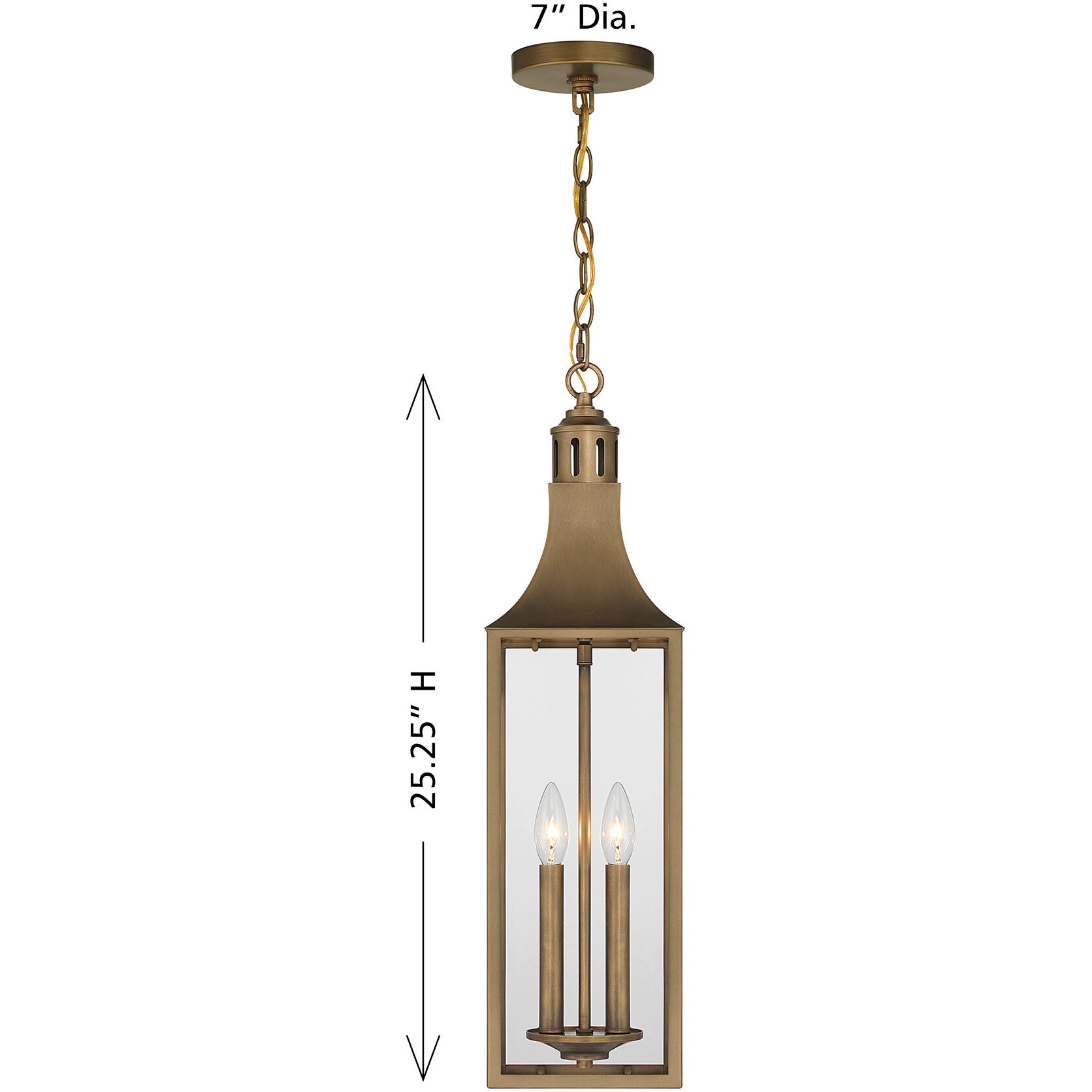 Lancaster 2 Light 7 inch Atlas Bronze Outdoor Hanging Lantern