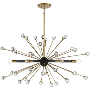 Ariel 6 Light 18 inch Como Black with Gold Oval Chandelier Ceiling Light, Oval